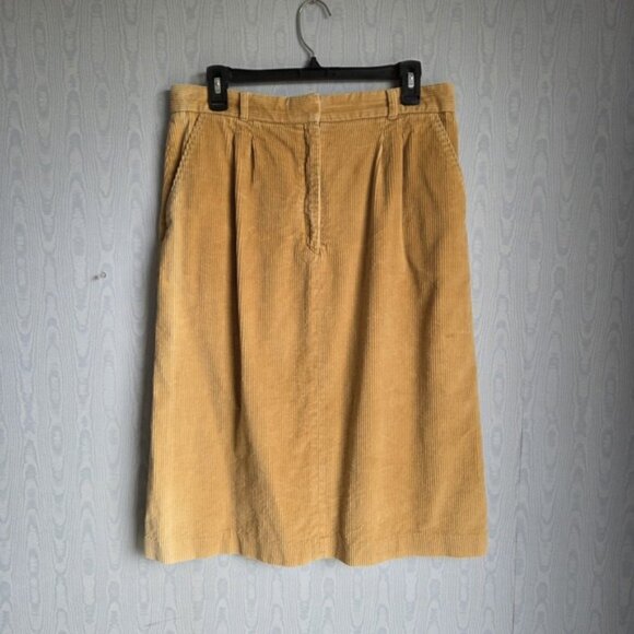 Vtg 70s 80s Large Corduroy Pencil Midi Skirt Camel Retro Fall Academia Preppy - Picture 1 of 7